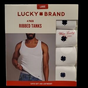 Lucky Brand 4 Pk Ribbed Tanks Size L